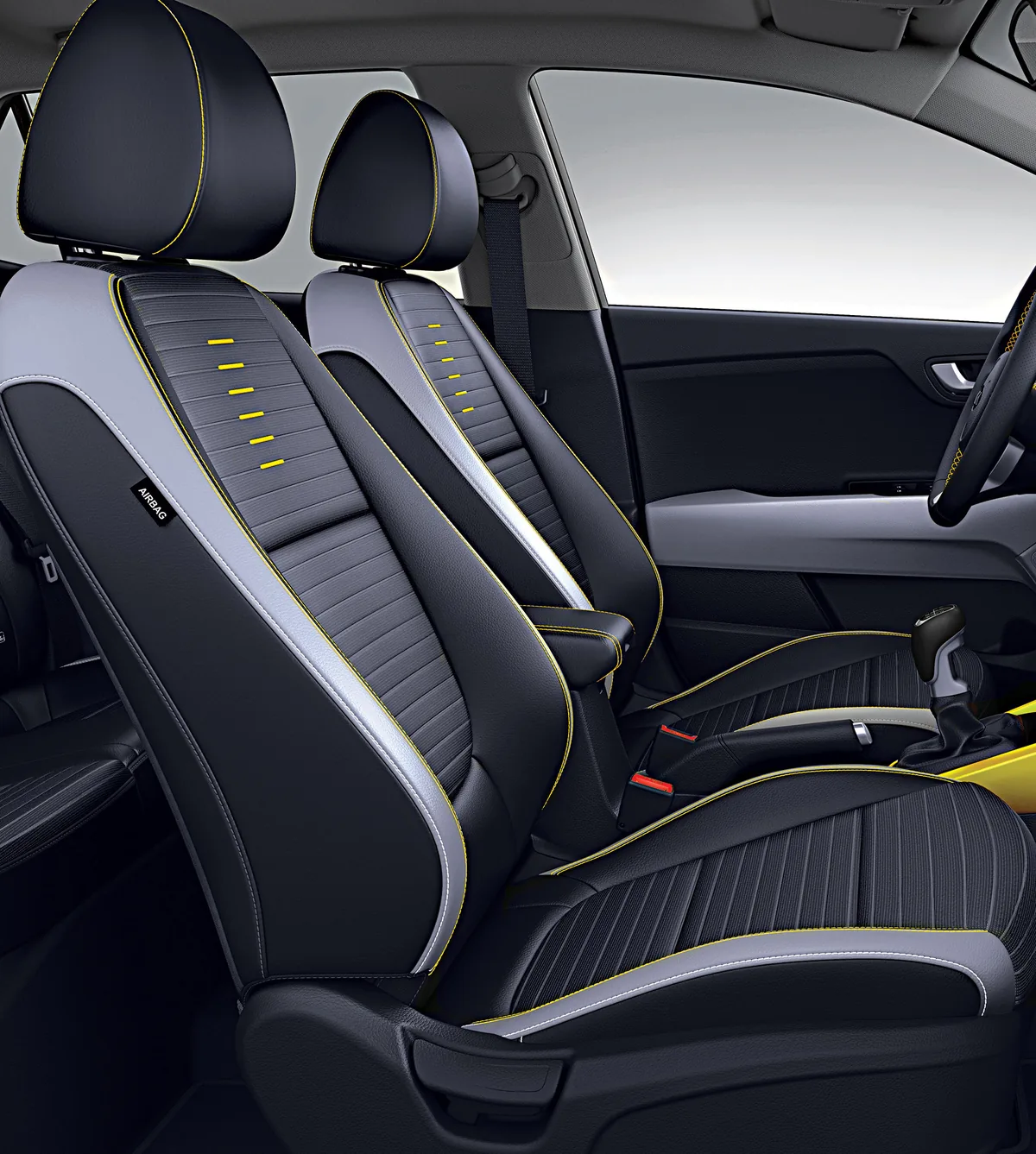 Two Tone Grey Artificial Leather With Yellow Packa